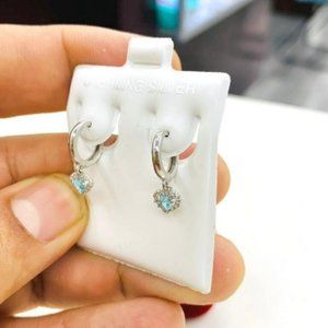 Sterling Silver CZ Birthstones Huggies Hoop Earrings Baby Girls Jewelry 10x10mm